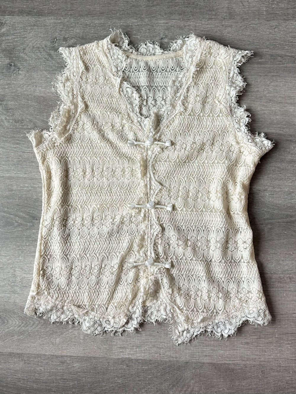 Cream Lace Mandarin Collar Vest Fairycore